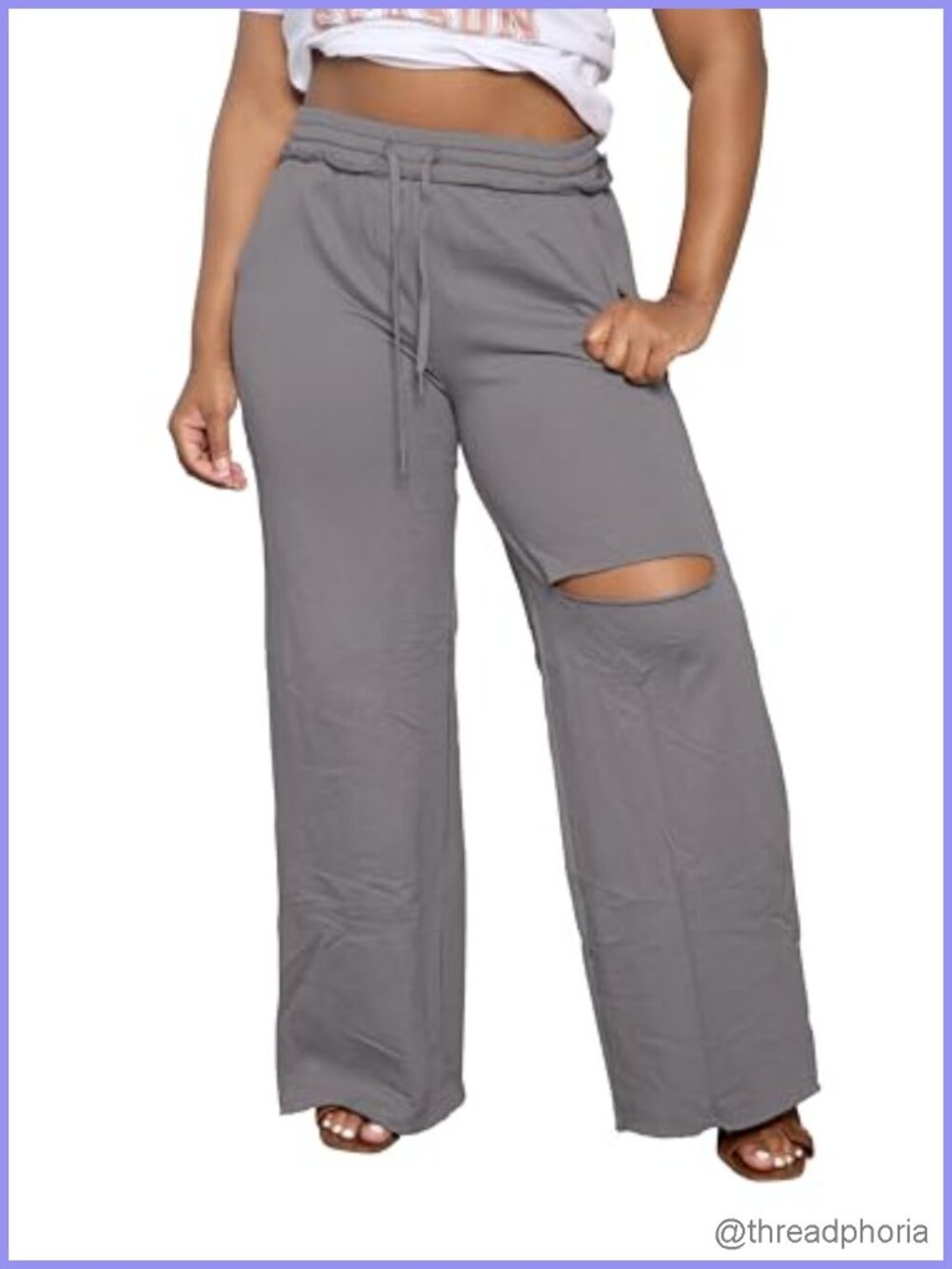 Wide Leg Sweatpants for Women Drawstring Baggy Casual Lounge Pants with Pockets - Picture 4 of 5